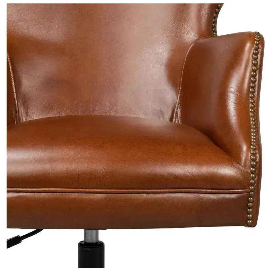 Andrew Jackson Swivel Brown Desk Chair Havana Leather - AYG Home Service