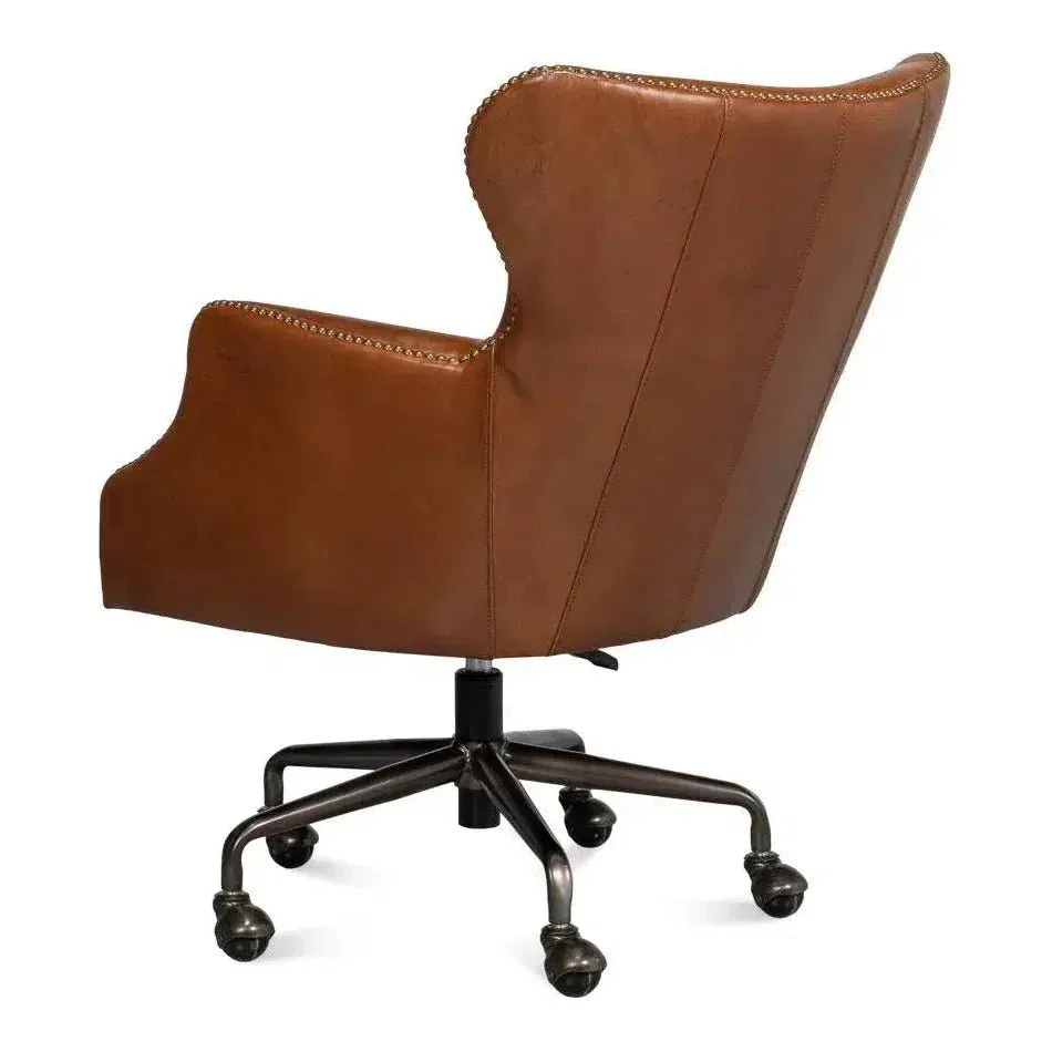 Andrew Jackson Swivel Brown Desk Chair Havana Leather - AYG Home Service