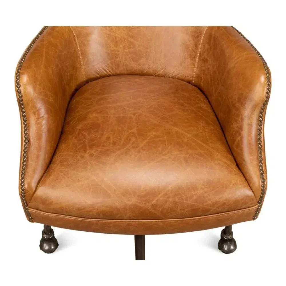 Andrew Jackson Swivel Tan Leather Desk Chair Cuba Brown - AYG Home Service