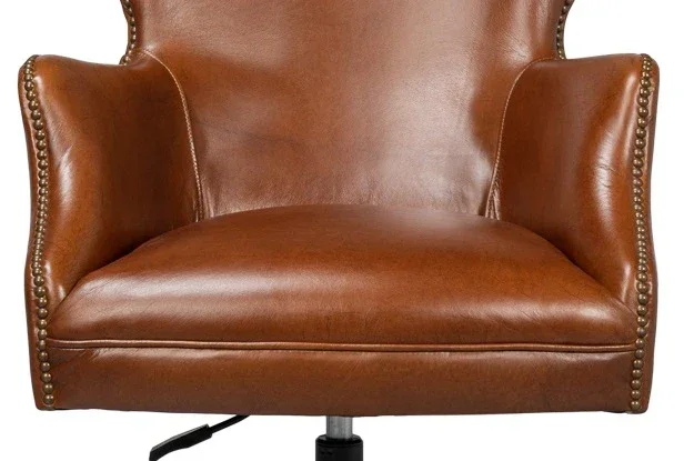 Andrew Jackson Swivel Brown Desk Chair Havana Leather - AYG Home Service