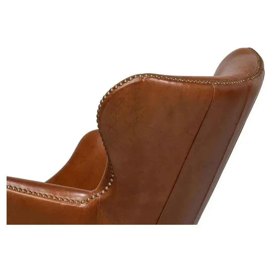 Andrew Jackson Swivel Brown Desk Chair Havana Leather - AYG Home Service