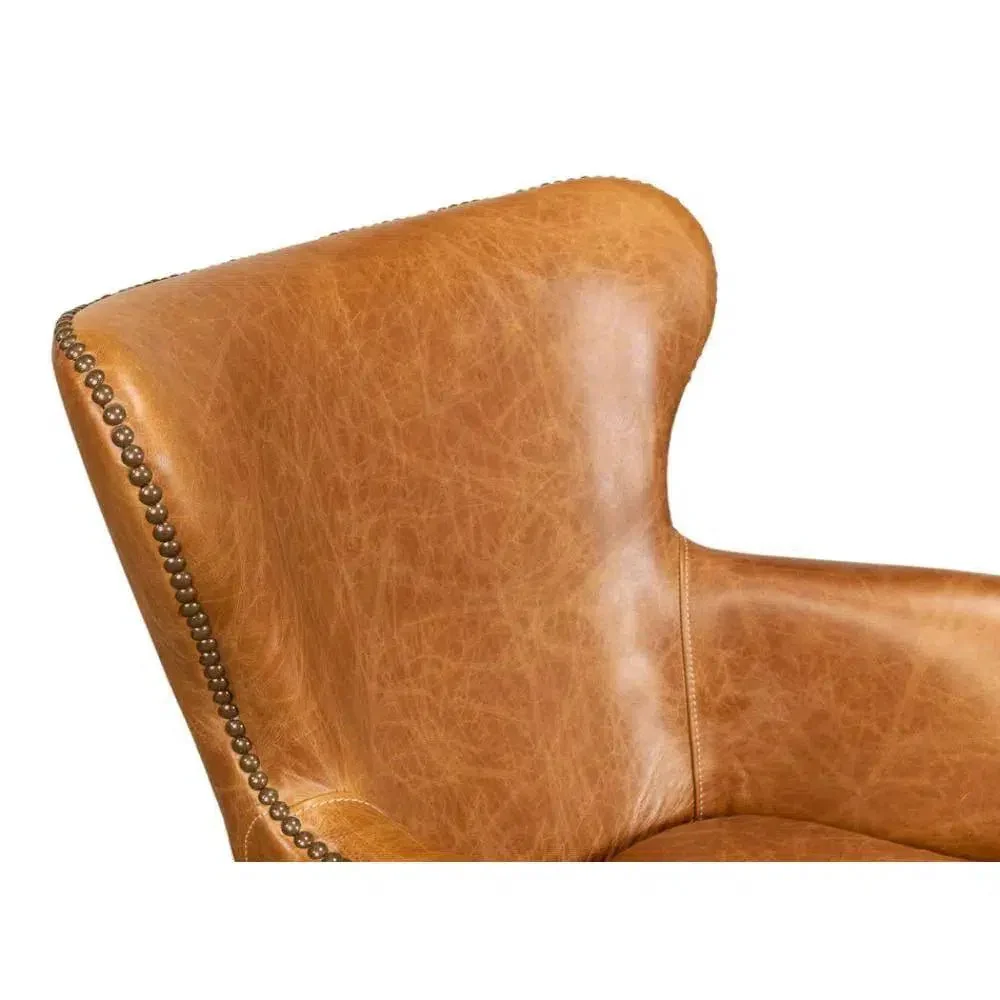 Andrew Jackson Swivel Tan Leather Desk Chair Cuba Brown - AYG Home Service
