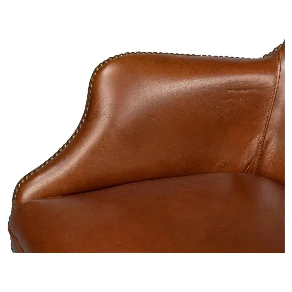 Andrew Jackson Swivel Brown Desk Chair Havana Leather - AYG Home Service