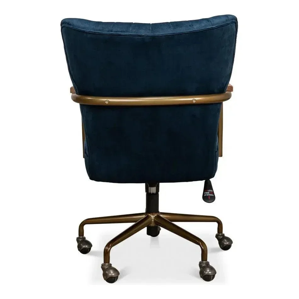Brooks Home Office Swivel Chair Blue Velvet - AYG Home Service