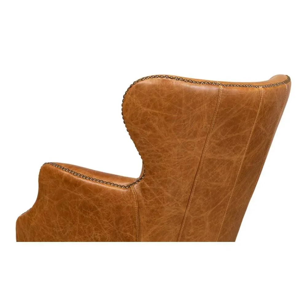 Andrew Jackson Swivel Tan Leather Desk Chair Cuba Brown - AYG Home Service